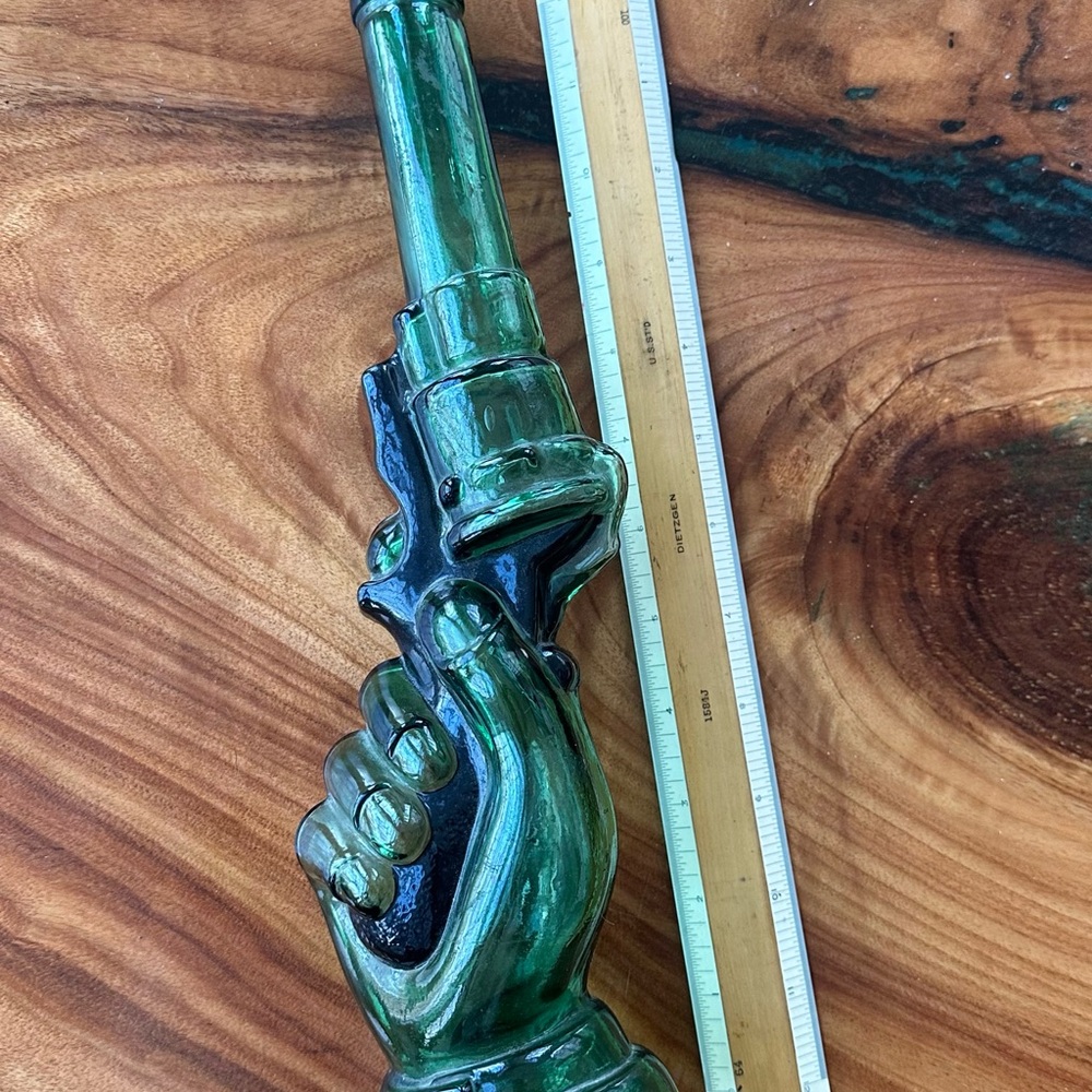Vintage Green Glass with Black (painted?) accents. - Picture 2 of 8